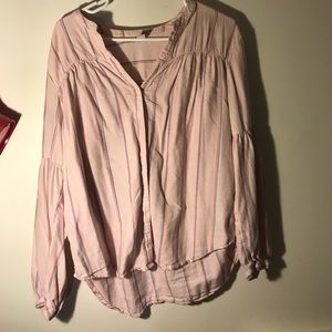 Pink striped long sleeved blouse
